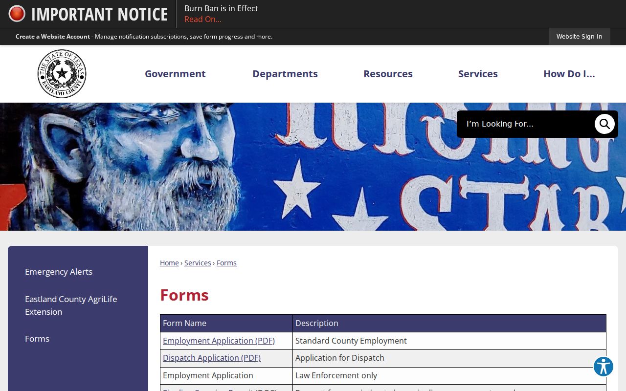 Eastland County docket search records request forms