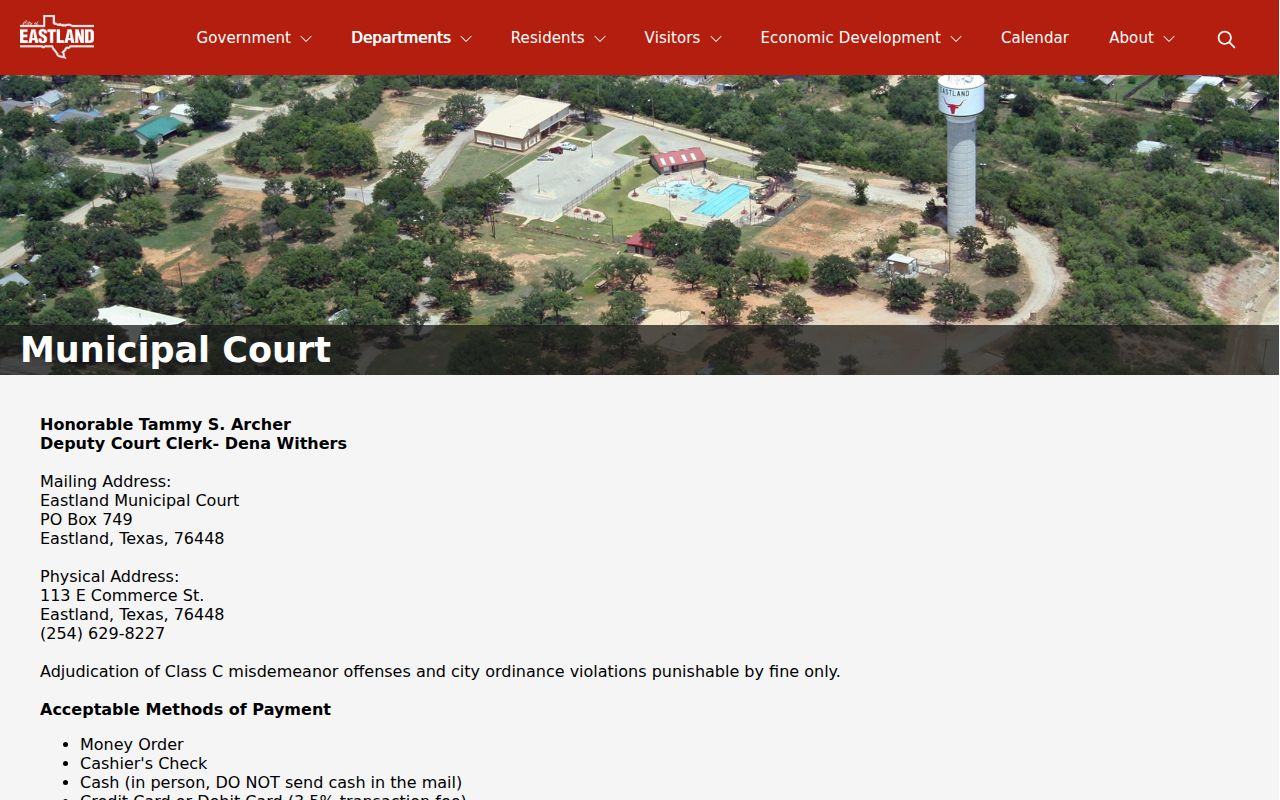 Eastland court records municipal court page